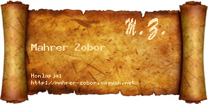 Mahrer Zobor névjegykártya